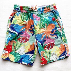 Boden Boys Octopus Ocean Print Cotton Pull-On Shorts 4Y 104cm Elastic Waist Summ